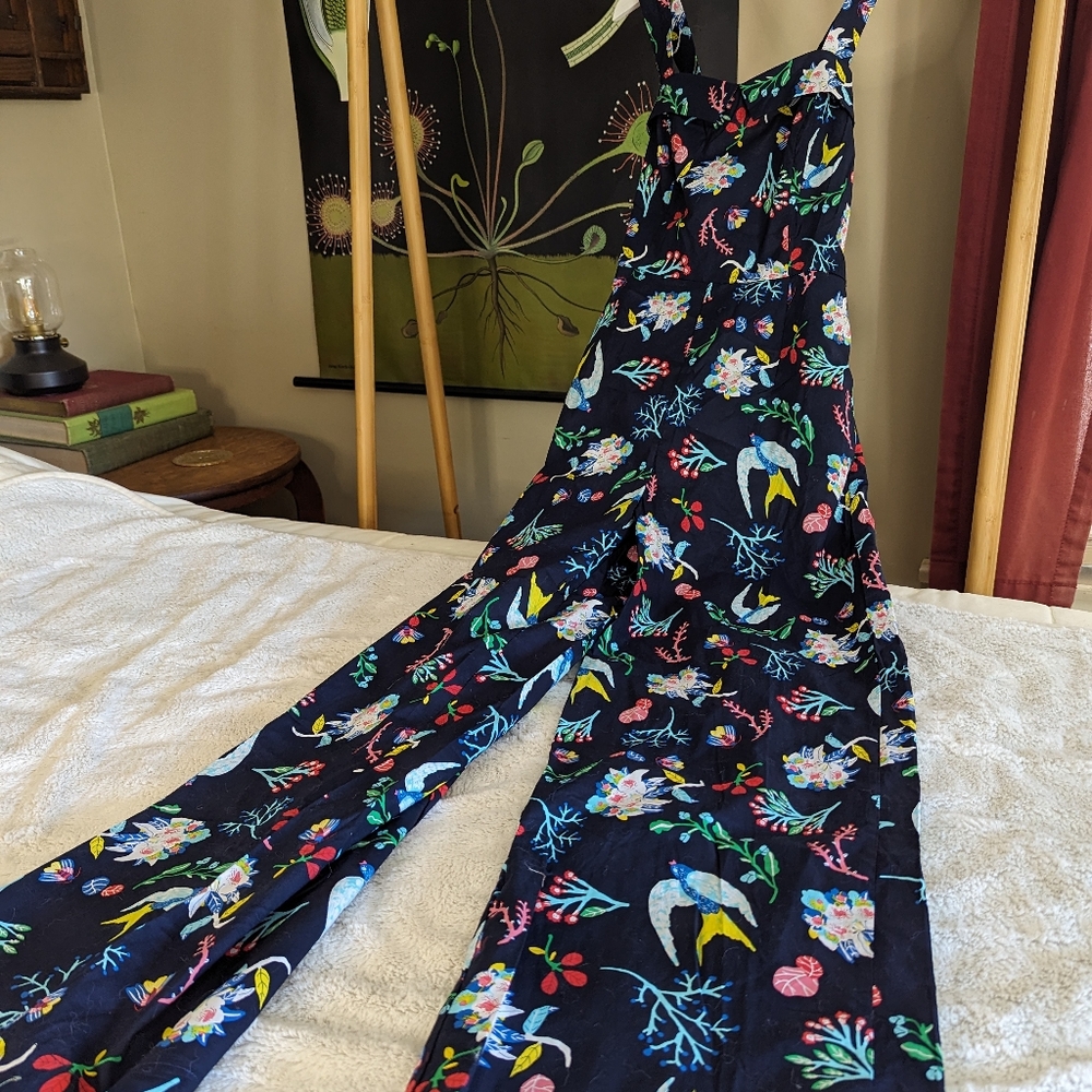 Bird flowers and bugs oh my! jumpsuit NWT (M)